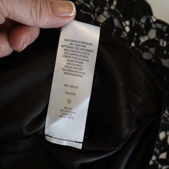 Milly 99YD99 Women's Sz 10 Black Yasmin Daisy Lace Ruffle Hem Mini Dress - Picture 15 of 15